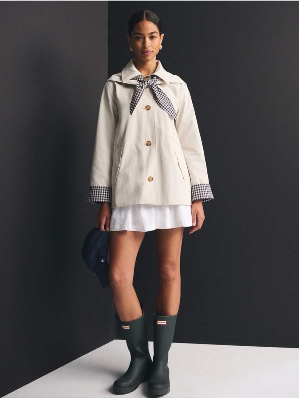 NEW Abercrombie & Fitch Women’s A-line removable scarf trench coat cream - XS